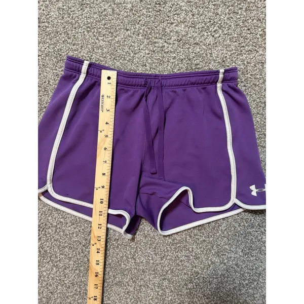 Under Armour Womens Purple Running Shorts White Trim Drawstring Size Small - Image 5