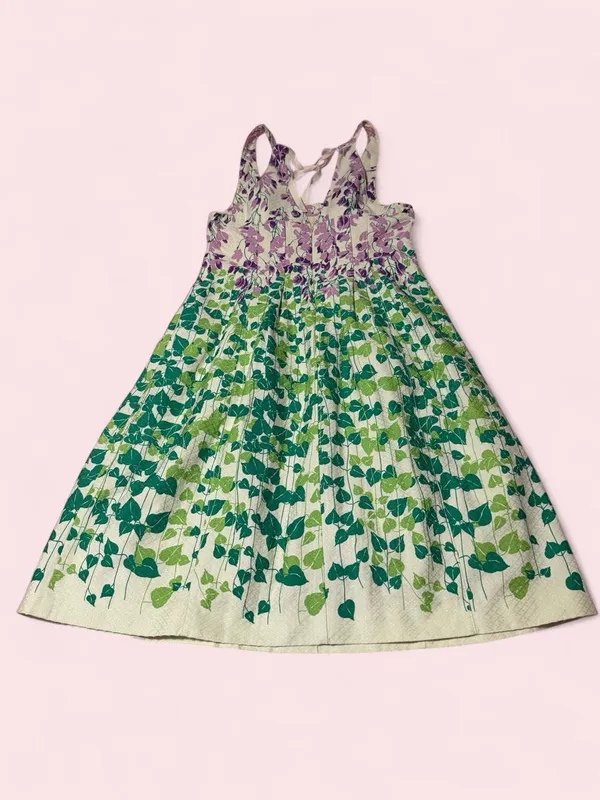 Anthropologie Maeve wisteria lane Green and Purple Vine-Print Midi Dress - Image 2