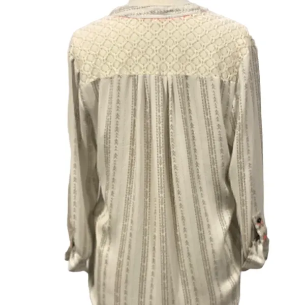 Jolt Off White V Neck Semi Sheer 3/4 Sleeve Blouse - Image 6