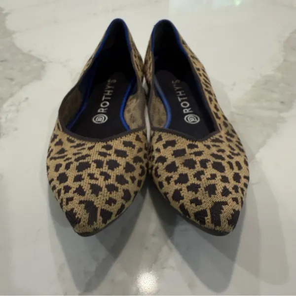 Rothy's Retired “The Point” Pointed Leopard Print Slip On Ballet Flats Womens 10 - Image 2