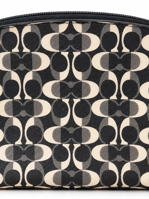 Coach Black Gray Cream Op Art Cosmetic Makeup Pouch - Image 2