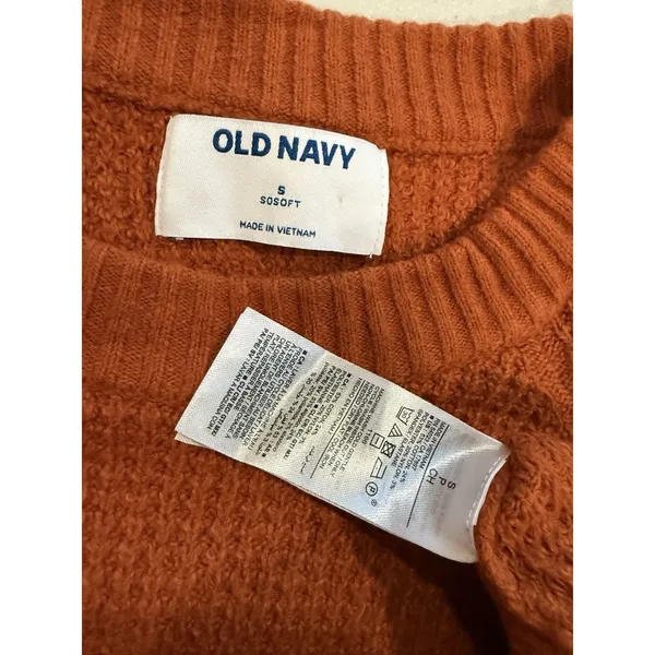 Old Navy So Soft Waffle Knit Sweater Small Burnt Orange Stretch Minimal Work - Image 3