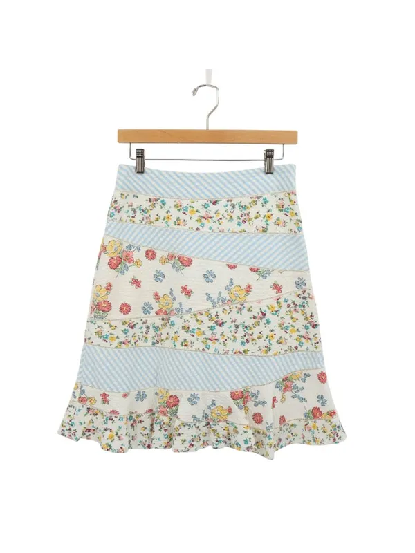 Anthropologie Odille Floral Striped Patchwork Seersucker Sassafras Skirt 2 - Image 2