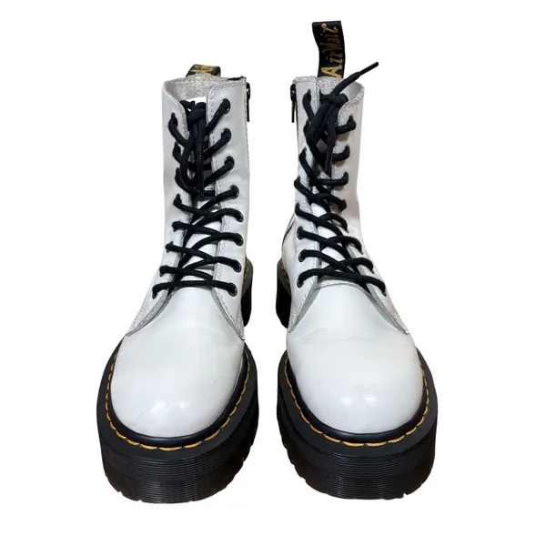 Dr. Martens‎ Jadon Platform Boots Polished Smooth Leather White Women's size 8 - Image 2