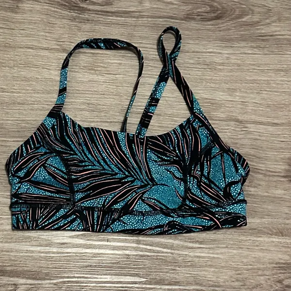 Lululemon Rise and Run Bra Mini Palm Lace Tofino Teal Multi / Black size 6 - Image 2
