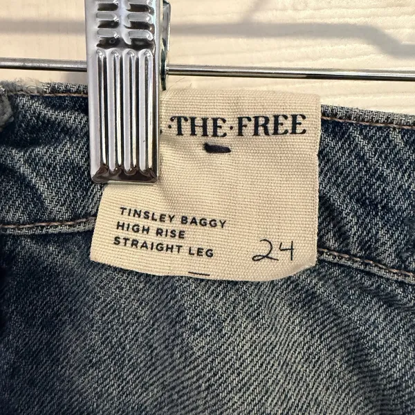 We The Free People Baggy Jeans 24x32 Tinsley HighRise Relaxed Straight 90s Retro - Image 2