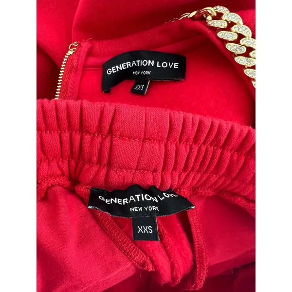 Generation Love Red Collina Chain‎ Sweatshirt & Misha Sweatpants Set Size XXS - Image 16