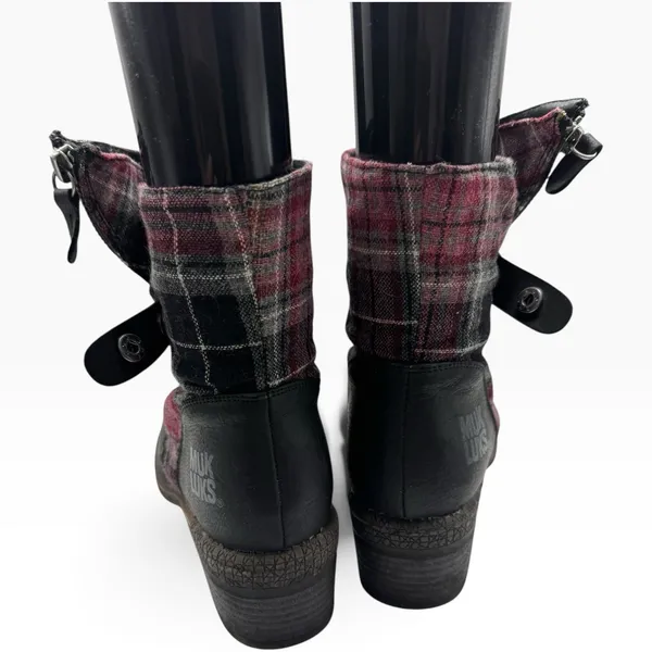 Muk Luk Plaid Flannel Zip Ankle Boots Women’s Size 7 - Image 4
