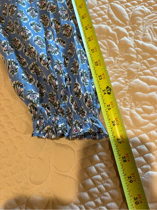J. Crew floral print cotton blouse/tunic women’s M blue pink green - Image 13