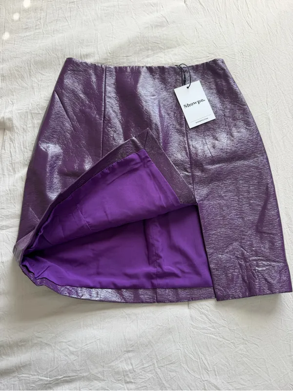 Showpo. Shimmery Purple Faux Leather‎ Mini Skirt - Image 7