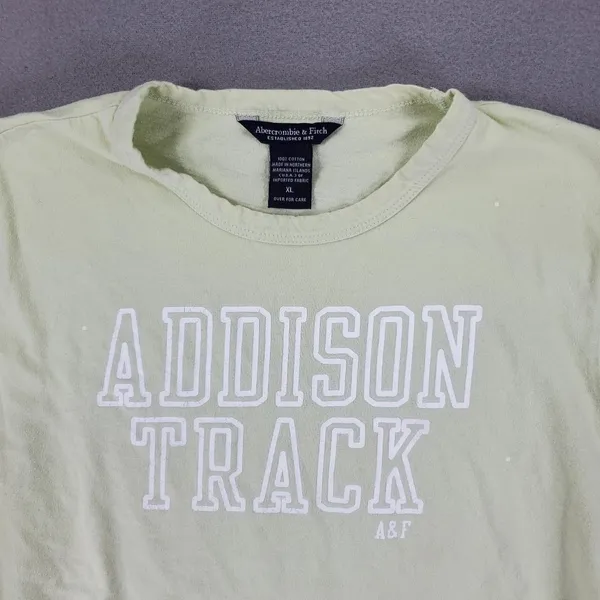 Abercrombie & Fitch T-Shirt Womens XL Green Addison Track Graphic Y2K Baby Tee - Image 2