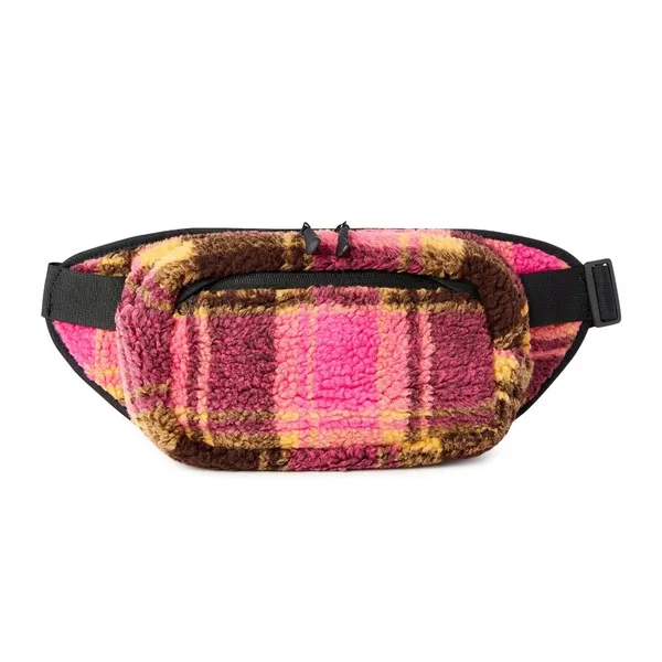 Women’s hands‎ free rectangular fanny pack pink plaid - Image 4