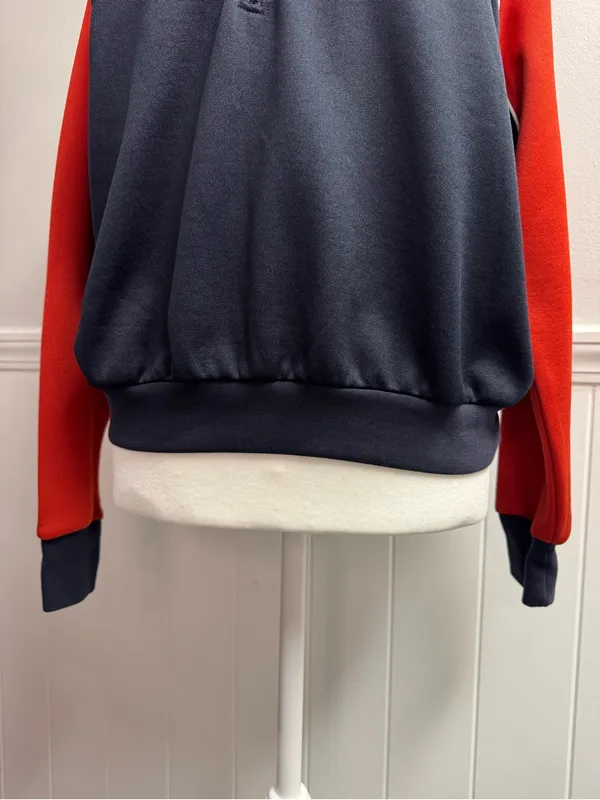 Frame Colorblock Mock Neck 1/4 Zip Pullover Sweatshirt Blue Red Small Retro 90s - Image 9