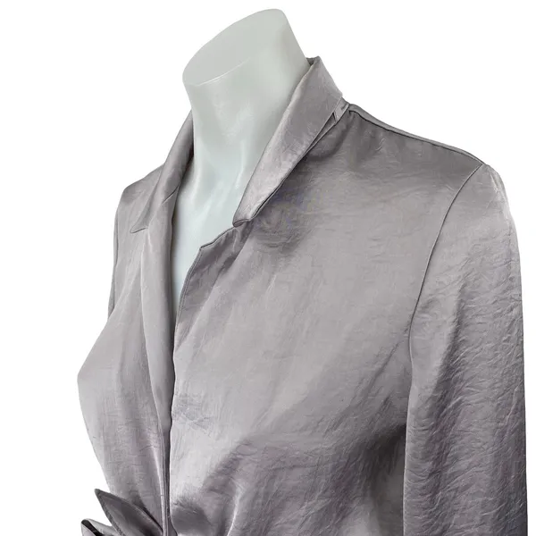 Aritzia Wilfred Purple Lilac Silk Satin Long Sleeve Crop Tie Button Up Shirt XS - Image 2
