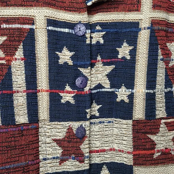 Coldwater Creek Vintage Tapestry patriotic american flag stripes stars jacket M - Image 4