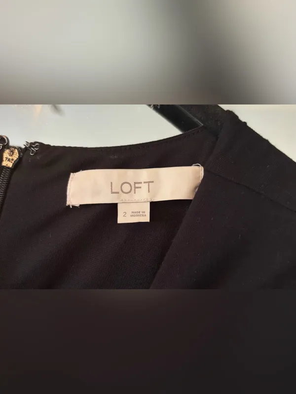 Loft Black Puff Short Sleeve Jersey Summer Dress size 2 - Image 2