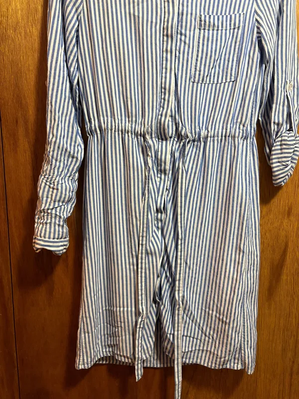 Lulus Lifestyle Blue and White Striped Long Sleeve Shirt Dress - Image 9