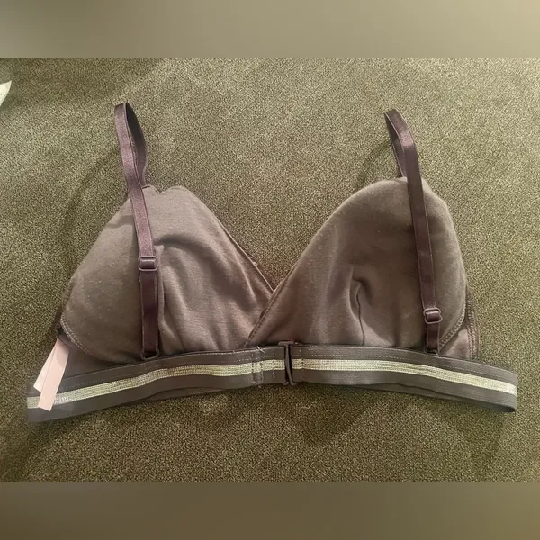 Purple Velvet Triangle Bra with Removable Pads - Image 2