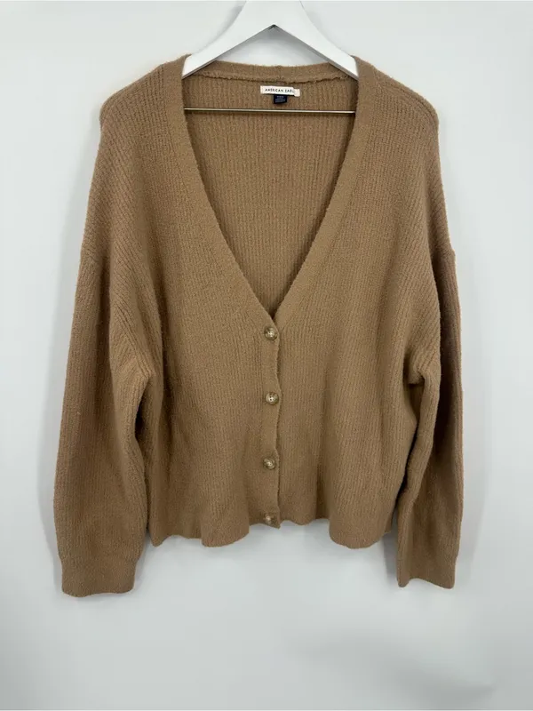 American Eagle Tan Oversized Sweater Cardigan Size Medium Boho - Image 9
