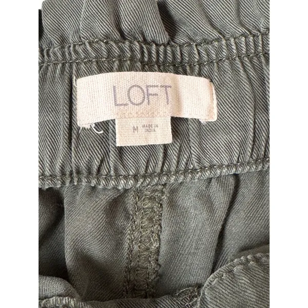 LOFT Womens Medium Green Paperbag Waist Drawstring Utility Shorts Casual Relaxed - Image 5
