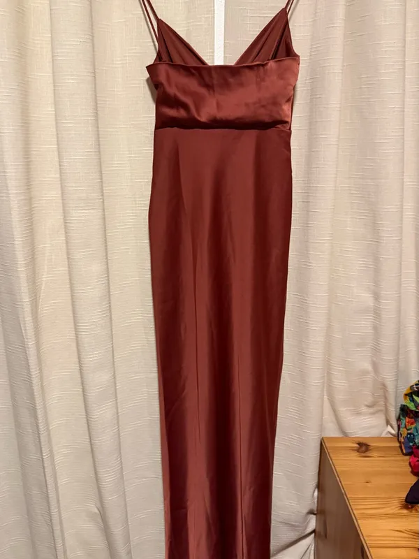 Sachin + Babi Burnt Copper Satin Wrap Maxi Dress - Image 8