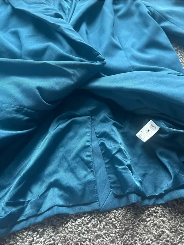 Greylin Teal-Blue Double-Breasted Relaxed Blazer - Image 8