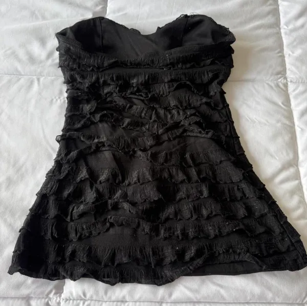 Charlotte Russe Black Strapless Ruffle Bustier Mini Dress Top (S) - Image 5