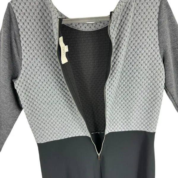 Ann Taylor LOFT Gray Black‎ 3/4 Sleeve A-Line Knee Length Knit Dress Size 8 - Image 4