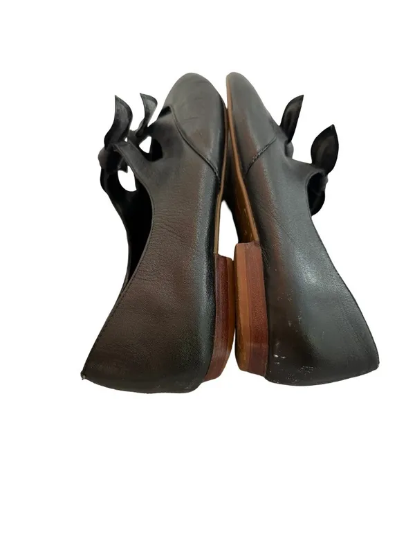 Video Black Pointed Toe Bow Mary Jane Leather Ballet Flats Cutout Size 7 Women's - Image 6