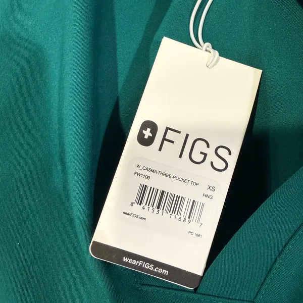 FIGS Casma Three Pocket Scrub Top Women's Size XS Technical Collection Green NWT - Image 5