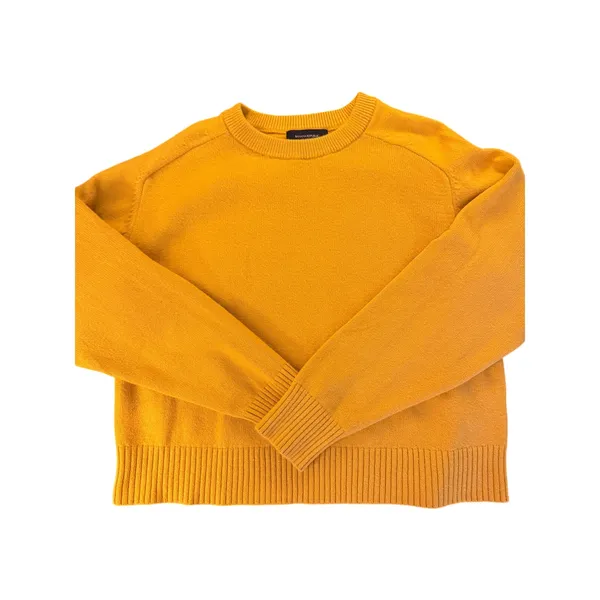 Banana Republic Mustard Yellow Sweater Small Cotton Wool Blend Cropped Crewneck - Image 8