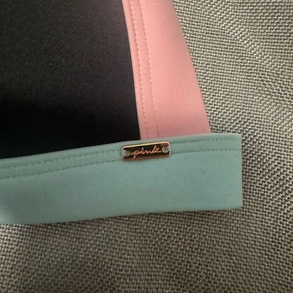 PINK Victoria's Secret Black, Pink, and Mint Bikini Top - Image 3