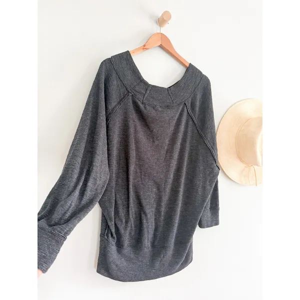 Free People | Palisades Off Shoulder Cowl Neck Slouchy Top Gray | Sz M - Image 9