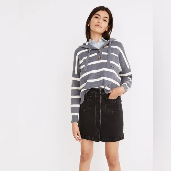 Madewell Denim High-Waist Button-Front Mini Skirt in Gilmore Wash Size 29‎ - Image 6