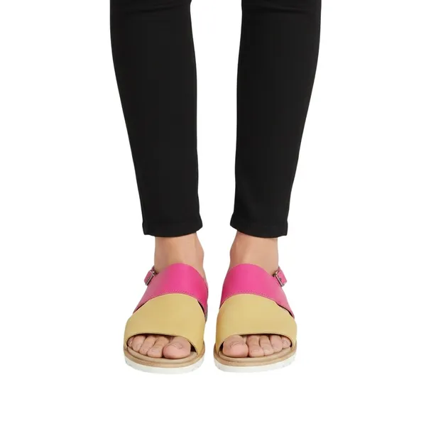SOREL Pink Cut Out Ella Ii Round Toe Leather Slingback Sandals, US6.5 - Image 2