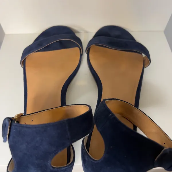J. Crew‎ Suede Ankle Strap Sandals Minimalist Blue Business Casual-Size 8.5 - Image 4