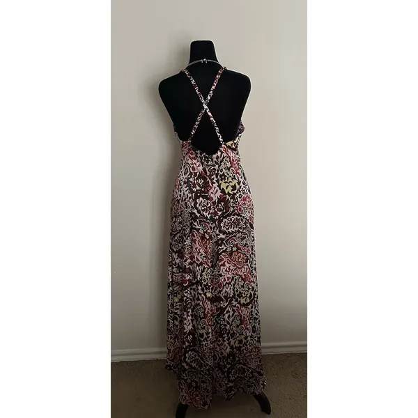 Zara Maxi Dress Multicolor floral and paisley print SZ M V-neck, Spaghetti Strap - Image 3