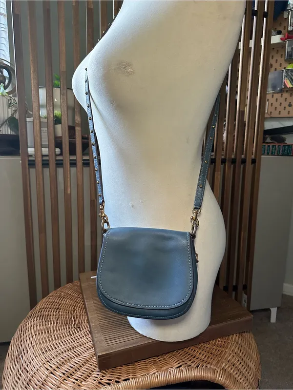 Coach 1941 Saddle Bag 23 Blue Cornflower Glovetanned Leather Rivet Crossbody - Image 2