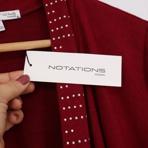 Notations Cardigan Womens 1X Wine Red Studded Open Front NEW - Image 4