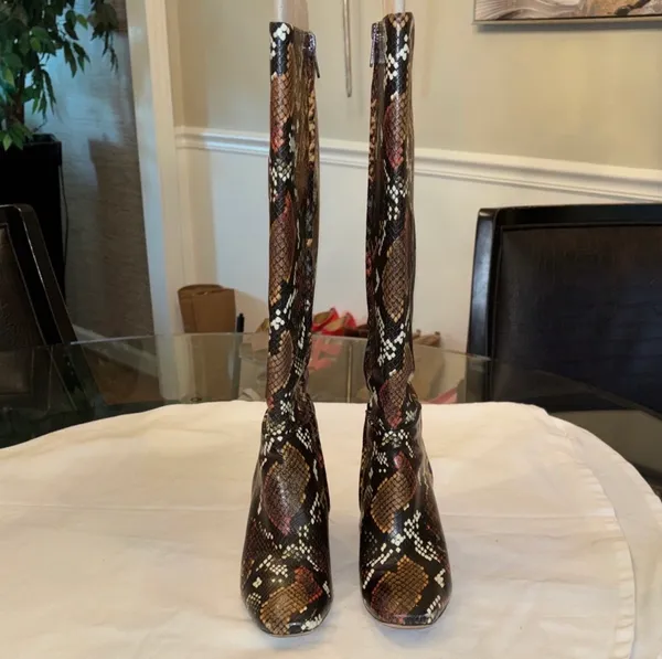 Circus by Sam Edelman Brown Snakeskin Knee Boots - Image 7