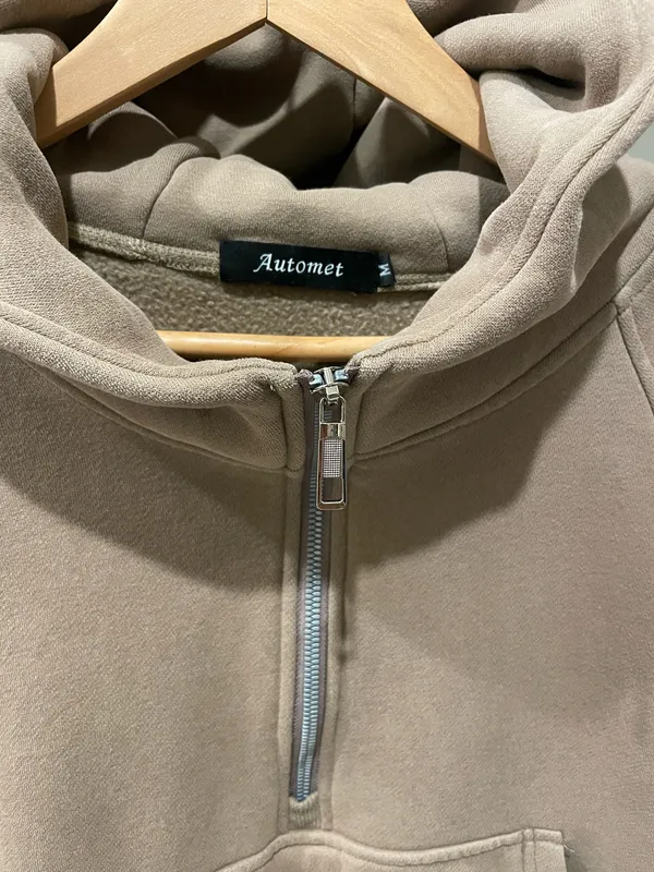 Half zip up hoodie Medium Brown - Image 2