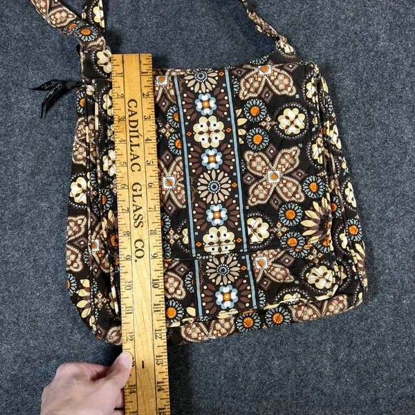 Vera Bradley Crossbody Bag Mocha Rouge Quilted Floral Brown Orange Blue Purse - Image 3