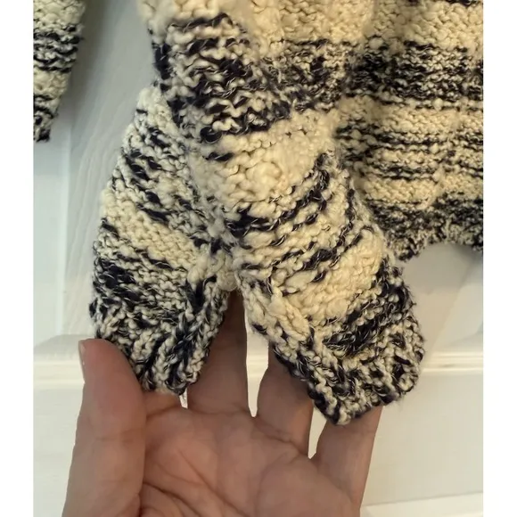 J Jill Chunky Knit Sweater Women's XL Cream‎ Navy Long Sleeve Stretch Soft Warm - Image 3