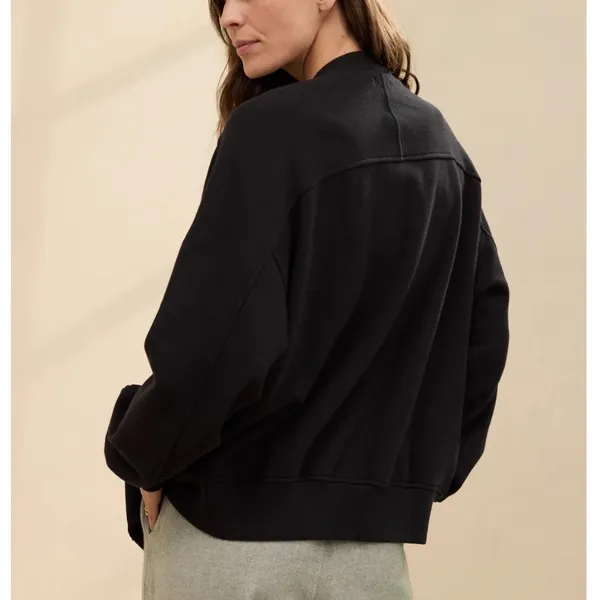 Aerie Cardi Bomber black snap‎ front cardigan 2024 oversized relaxed fit small - Image 2