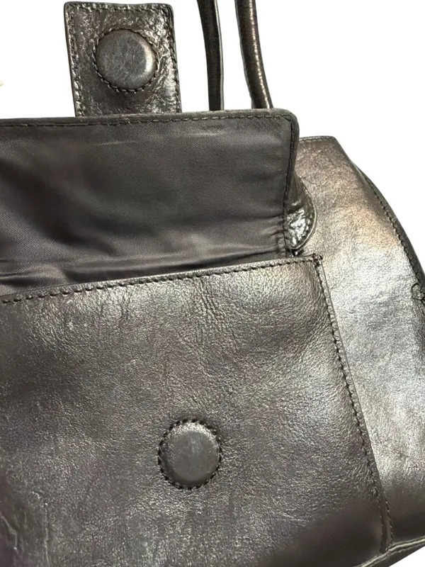 Vintage Wilsons Leather Black Shoulder Bag Magnetic Front Pocket Double Handles - Image 5