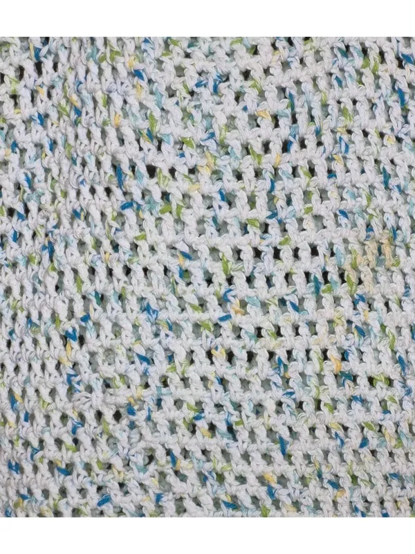 Handmade Crochet Tote Bag White Blue Green Boho Beach Market Shoulder Purse - Image 6