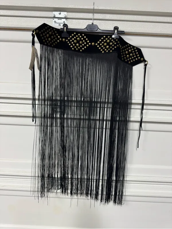 Zara Limited Edition Studded Tassel Sash Belt Black Gold Size US 30 New - Image 6