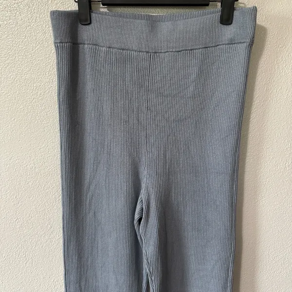 Abercrombie &‎ Fitch Ribbed Kick Flare Leggings High Waist Split Hem Blue Medium - Image 2