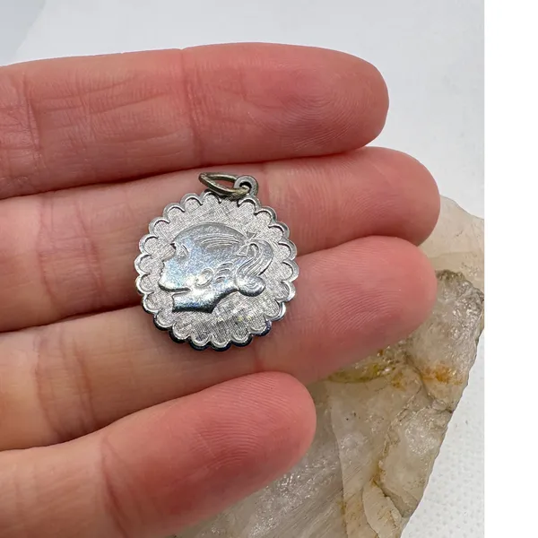 Vintage Beau Sterling Silver Girl Silhouette Charm Pendant Engraved Erin 1981 - Image 2