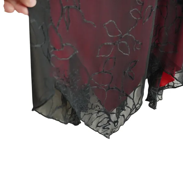 Studio Y 90s Y2K Whimsigoth Black Velvet Midi Dress‎ Red Floral Handkerchief - Image 5